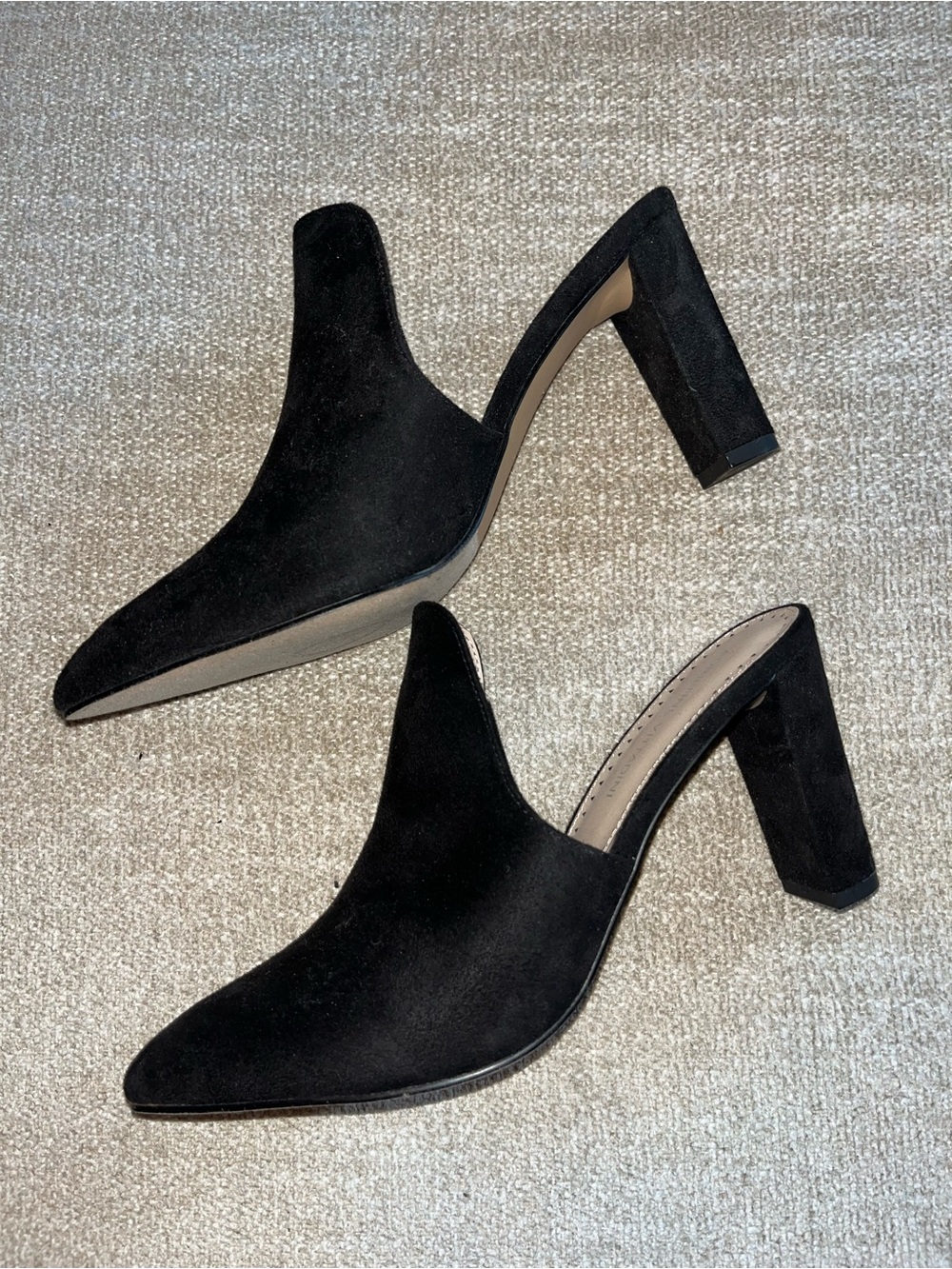 Adrienne Vittadini Black Suede Pointed Slip-On Mules - Picture 2 of 5